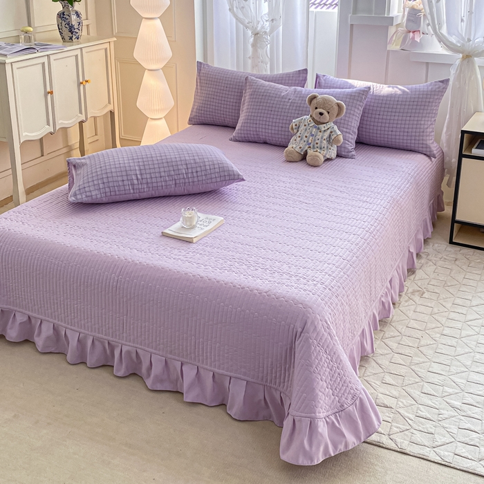 91家纺网 家纺一手货源 找家纺 2025新款针织双层纱夏被床盖四件套单夏被单床盖单品 月半弯