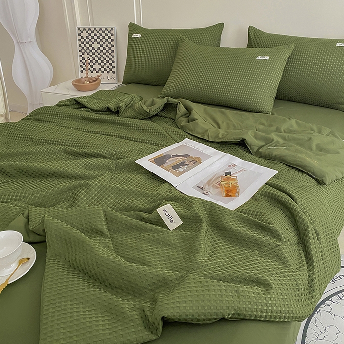 91家纺网 家纺一手货源 找家纺 （总）仟网汇 2025新款华夫格森语夏被四件套北欧简约风