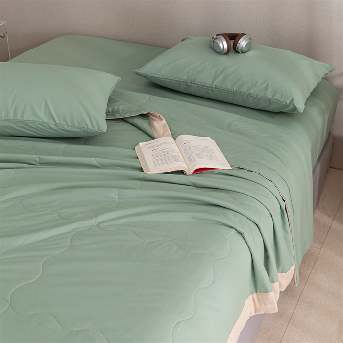 91家纺网 家纺一手货源 找家纺  天瑜 2024全棉夏被棉花芯纯色水洗棉夏凉被可水洗空调被 薄荷绿