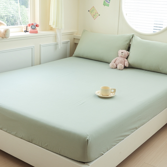 91家纺网 家纺一手货源 找家纺 （总）2025新款全棉A类简约素色水洗棉纯棉单床笠