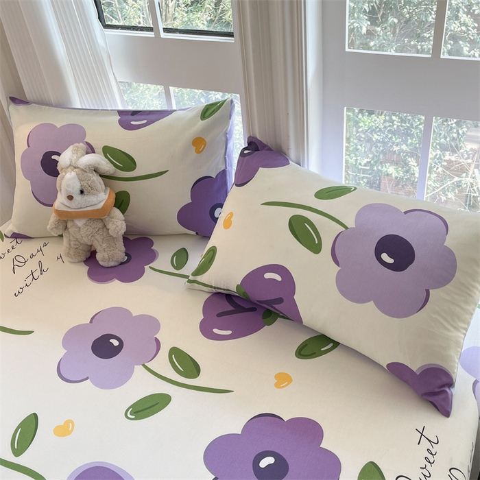 91家纺网 家纺一手货源 找家纺 宝士康家纺 2025新款10A抗菌全棉印花床笠 幽梦紫曦