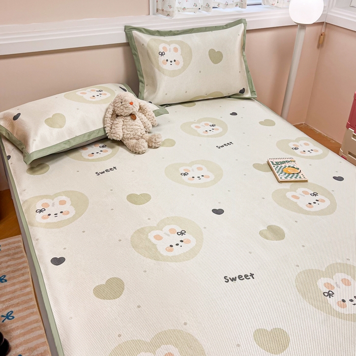 91家纺网 家纺一手货源 找家纺 慕尚家纺 2025新款数码印花床席床笠款冰藤席 床笠款-兔卷卷