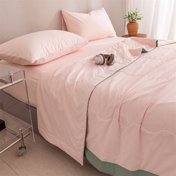 91家纺网 家纺一手货源 找家纺  天瑜 2024全棉夏被棉花芯纯色水洗棉夏凉被可水洗空调被 浅粉