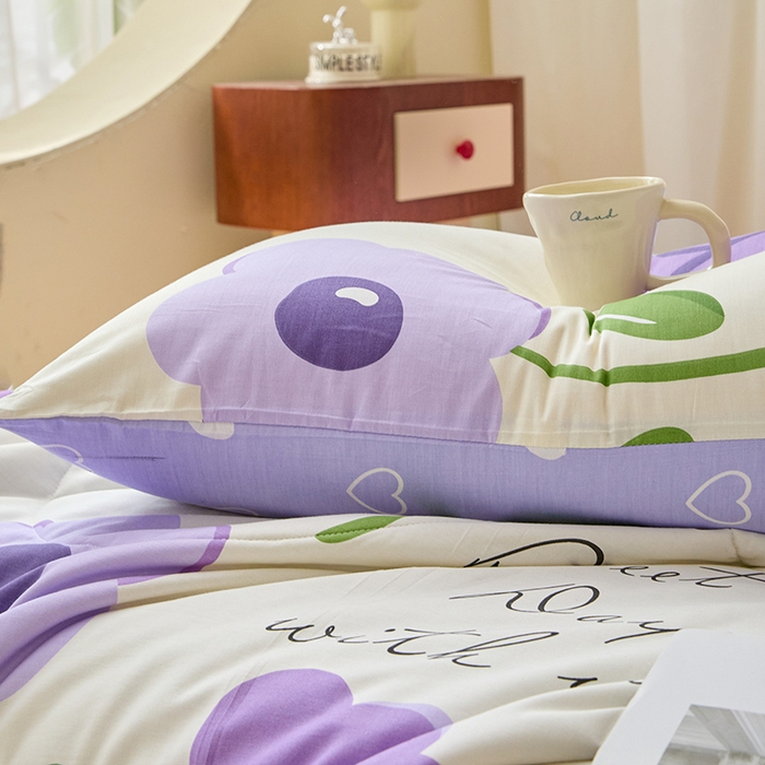 91家纺网 家纺一手货源 找家纺 宝士康家纺 2025新款10A抗菌全棉夏被四件套（床单款） 幽梦紫曦