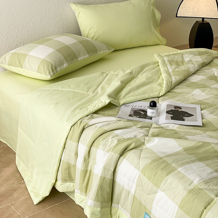 91家纺网 家纺一手货源 找家纺 宝士康家纺 2025新款10A抗菌无印风夏被四件套 清雅中格