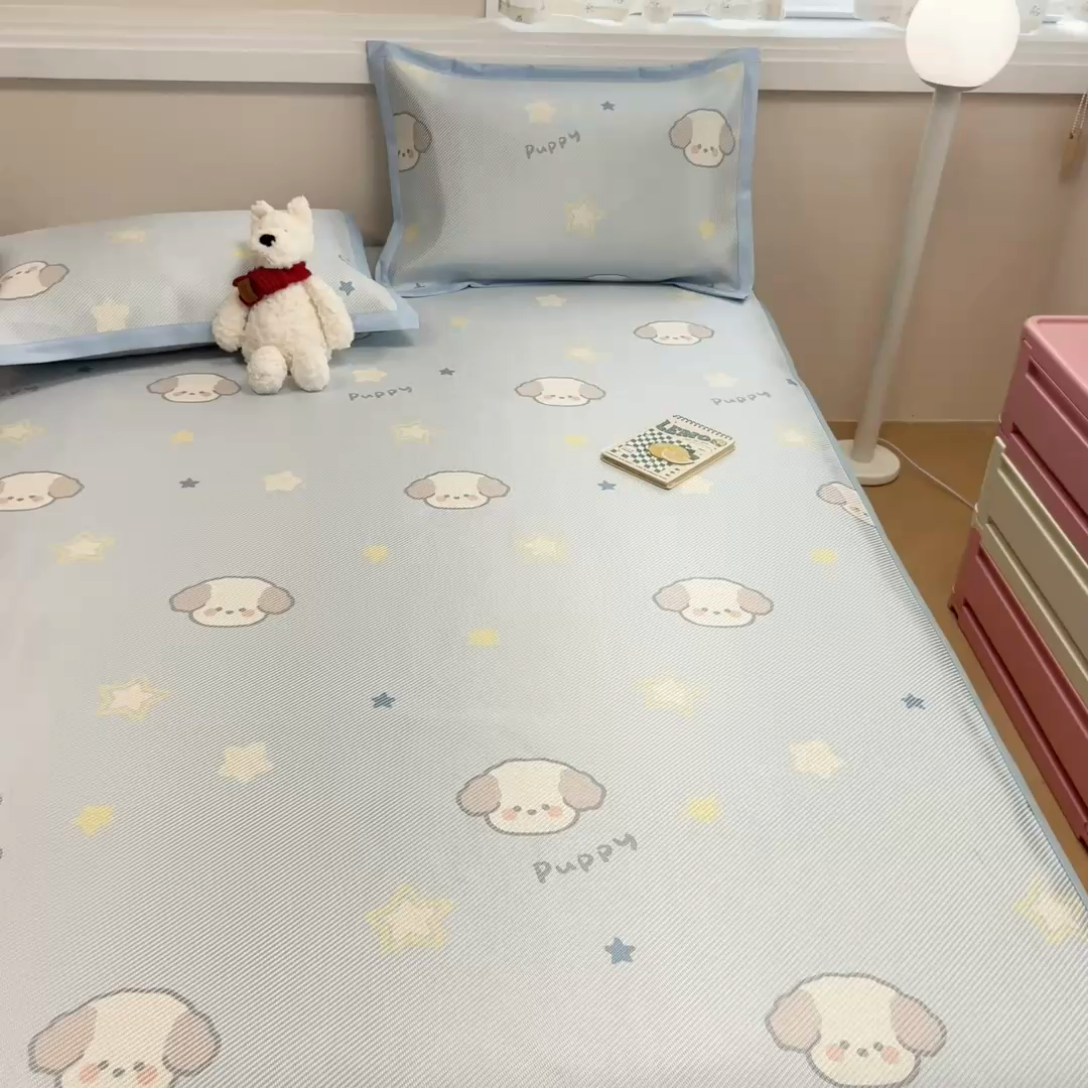 91家纺网 家纺一手货源 找家纺 慕尚家纺 2025新款数码印花床席床笠款冰藤席 床笠款-酷奇