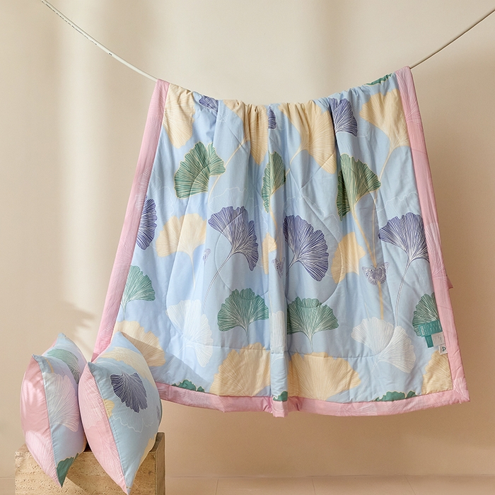 91家纺网 家纺一手货源 找家纺 宝士康家纺 2025新款10A抗菌全棉夏被 被子被芯 蝶舞杏运