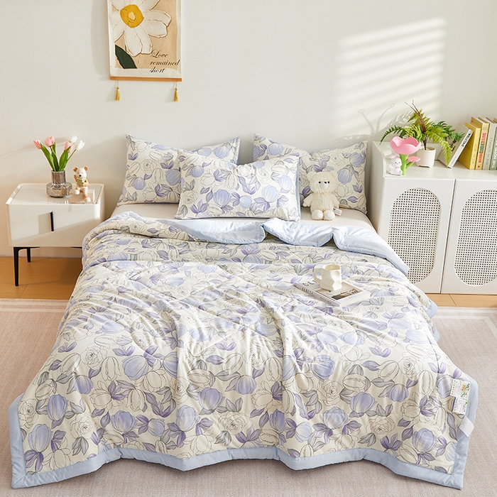 91家纺网 家纺一手货源 找家纺 海洋家纺 2025款水洗棉纯棉花夏凉被全棉花印花夏被空调被薄被子 淑清雅