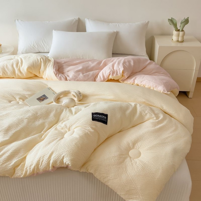 91家纺网 家纺一手货源 找家纺 宝士康家纺 2025新款加厚泡泡棉大豆冬被子被芯 麦秸霜华