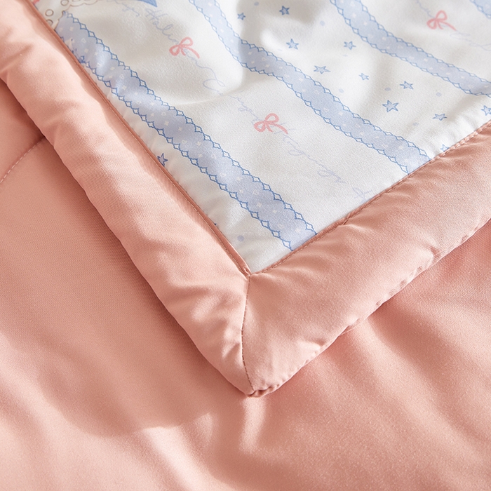 91家纺网 家纺一手货源 找家纺 海洋家纺 2025款水洗棉纯棉花夏凉被全棉花印花夏被空调被薄被子 洛丽塔-粉