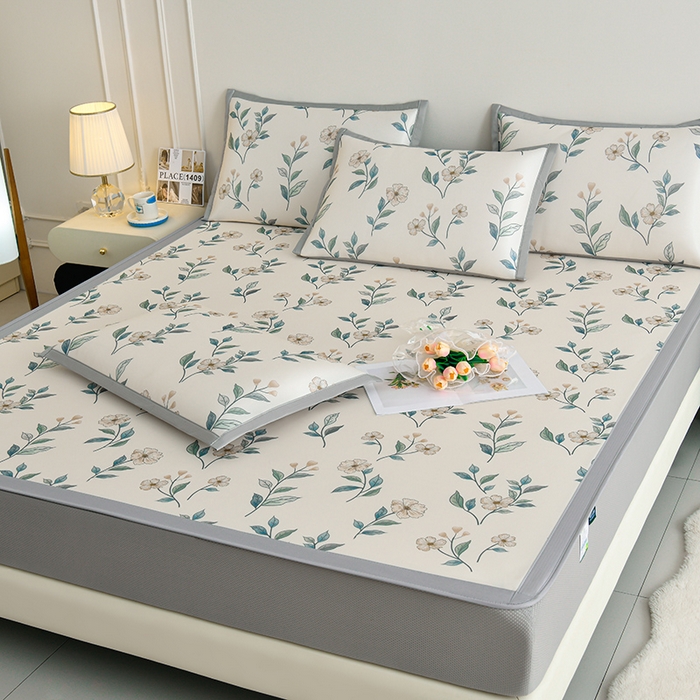 91家纺网 家纺一手货源 找家纺 （总）简一 2025新款A类碳光印花数码冰丝凉席系列-床笠款