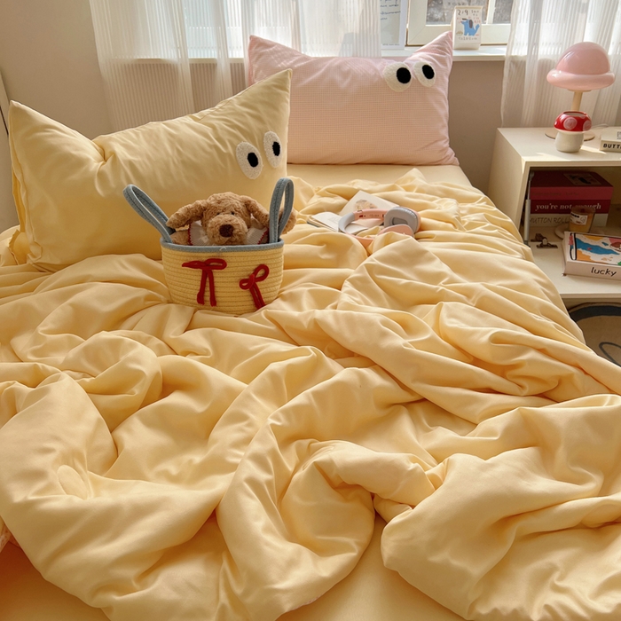 91家纺网 家纺一手货源 找家纺 慕尚家纺 2025新款大眼萌仔夏被 大眼萌 黄粉格