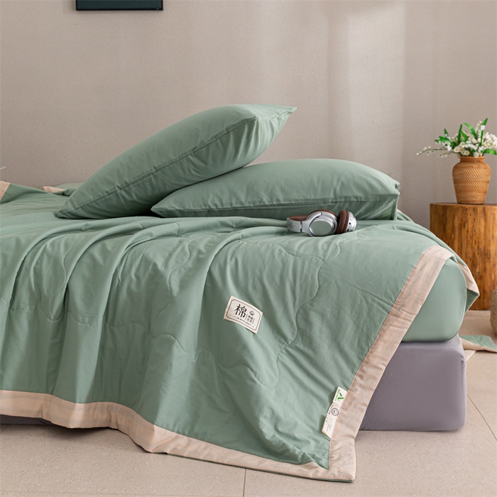 91家纺网 家纺一手货源 找家纺  天瑜 2024全棉夏被棉花芯纯色水洗棉夏凉被可水洗空调被 薄荷绿