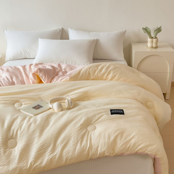 91家纺网 家纺一手货源 找家纺 宝士康家纺 2025新款加厚泡泡棉大豆冬被子被芯 麦秸霜华