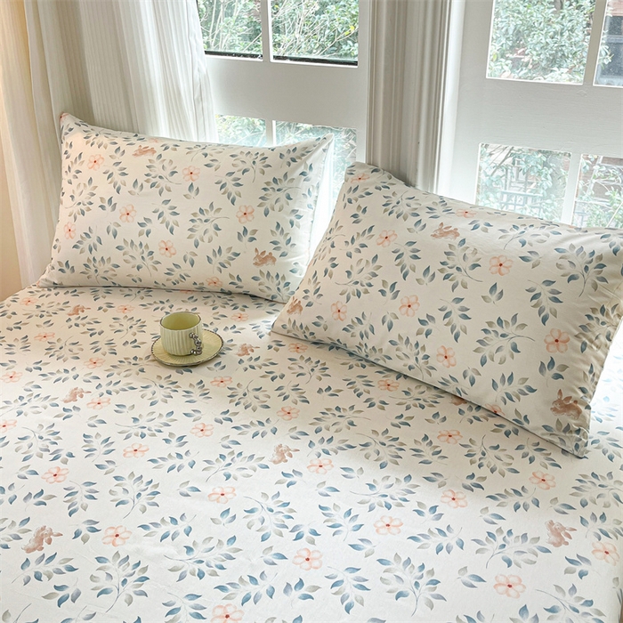 91家纺网 家纺一手货源 找家纺 宝士康家纺 2025新款10A抗菌全棉印花床笠 沁心乐园