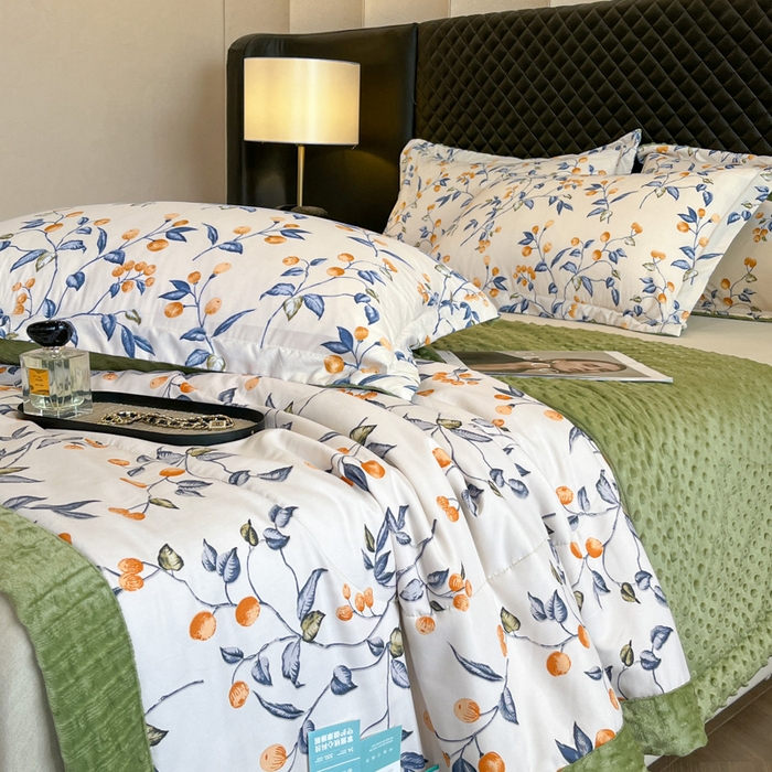 91家纺网 家纺一手货源 找家纺 宝士康家纺 2025新款10A抗菌双层纱豆豆绒夏被 金桔