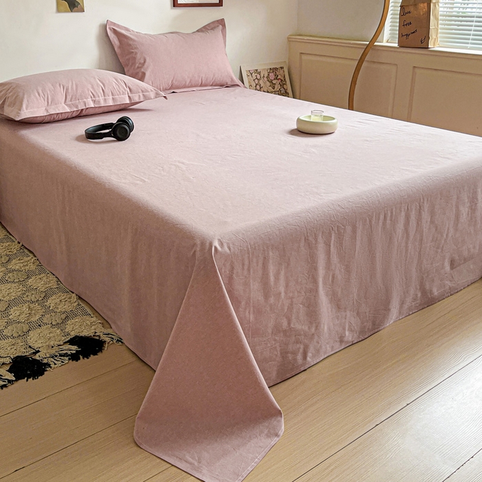 91家纺网 家纺一手货源 找家纺 久云居 2025新款亲肤舒适全棉色织防水床单 藕粉