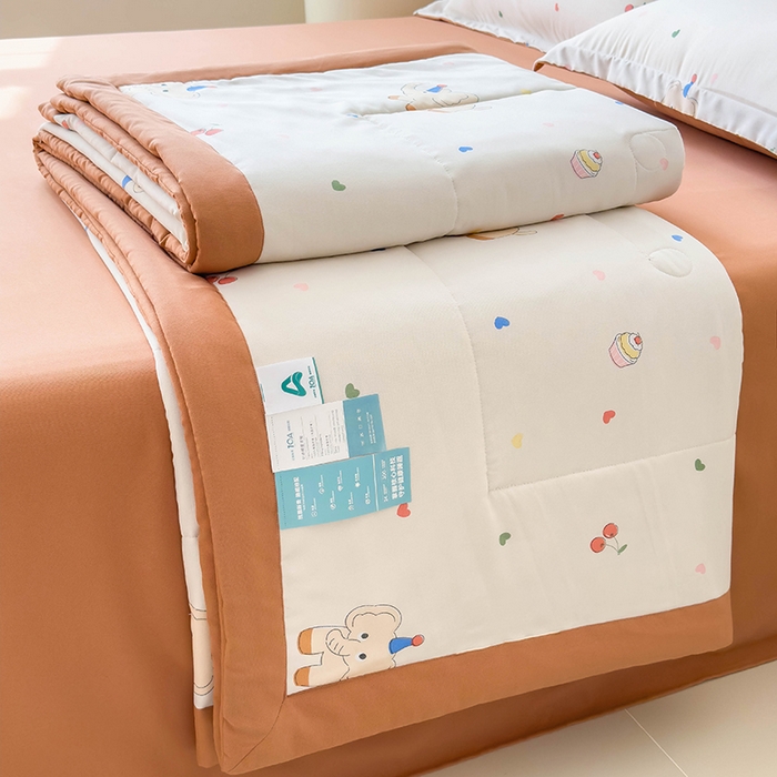 91家纺网 家纺一手货源 找家纺 宝士康家纺 2025新款10A抗菌针织夏被四件套 心心象印