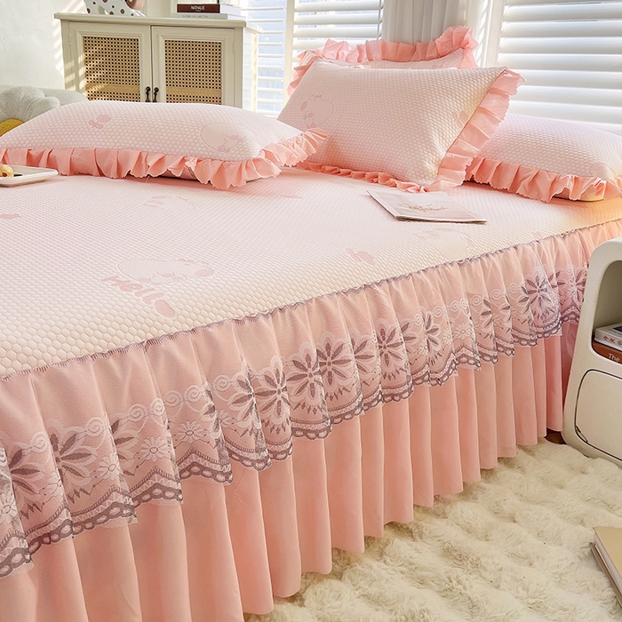 91家纺网 家纺一手货源 找家纺 （总）2025新款A类冰豆豆提花凉席床盖 床裙款