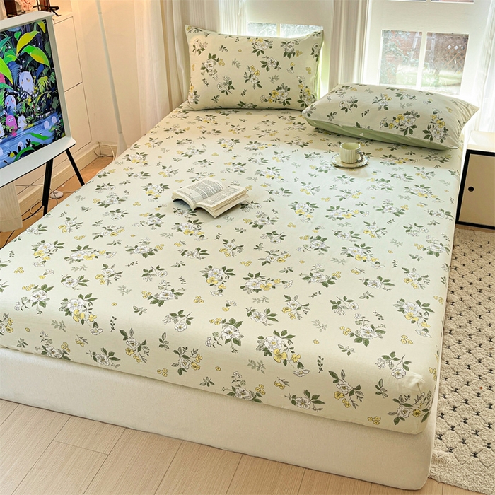 91家纺网 家纺一手货源 找家纺 宝士康家纺 2025新款10A抗菌全棉印花床笠 花香雪