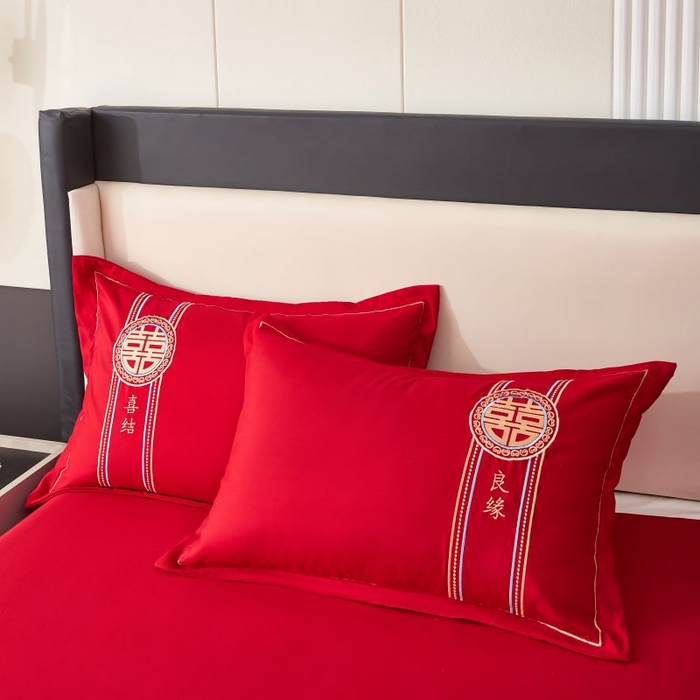 91家纺网 家纺一手货源 找家纺 三盛源 2025新款亲肤舒适不掉色枕套 喜结良缘