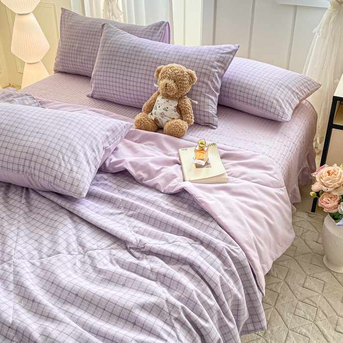 91家纺网 家纺一手货源 找家纺 2025新款针织双层纱夏被床盖四件套单夏被单床盖单品 月半弯