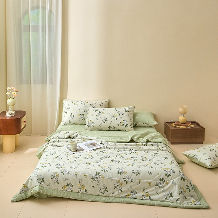 91家纺网 家纺一手货源 找家纺 宝士康家纺 2025新款10A抗菌全棉夏被 被子被芯 花香雪