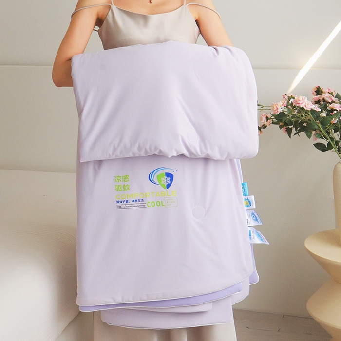 91家纺网 家纺一手货源 找家纺 梦恬佳 2025新款凉感驱蚊夏凉被 丁香紫