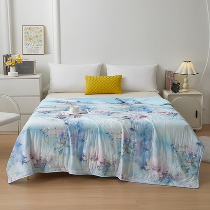 91家纺网 家纺一手货源 找家纺 （总）柏薇 2025新款冰激凌凉感丝印花夏凉被