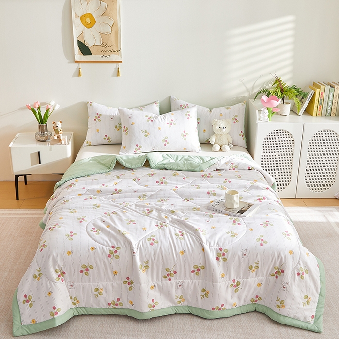 91家纺网 家纺一手货源 找家纺 海洋家纺 2025款水洗棉纯棉花夏凉被全棉花印花夏被空调被薄被子 盛夏果实