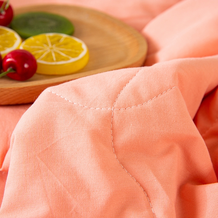 91家纺网 家纺一手货源 找家纺 天瑜 2024全棉夏被棉花芯纯色水洗棉夏凉被可水洗空调被 活力橙