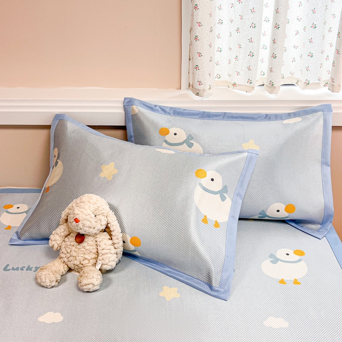 91家纺网 家纺一手货源 找家纺 慕尚家纺 2025新款数码印花床席床笠款冰藤席 床席款-柯尔鸭