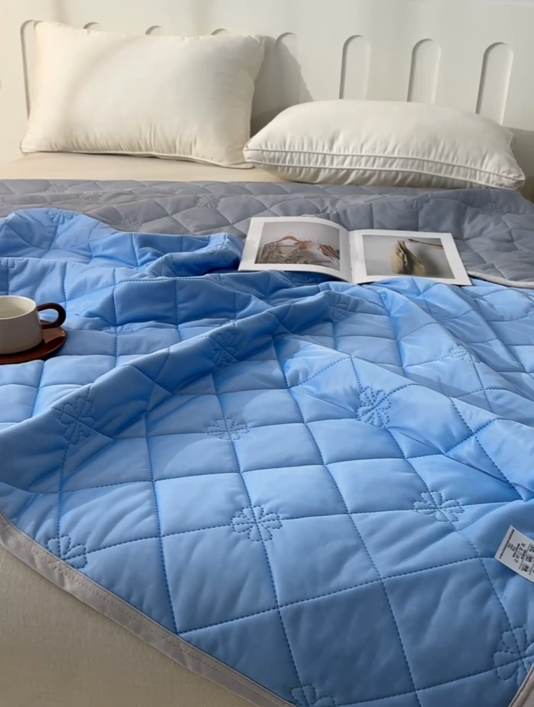 91家纺网 家纺一手货源 找家纺 眠多宝 2025新款冰激凌凉感丝纯色夏被被子被芯（跨境电商） 冰河蓝