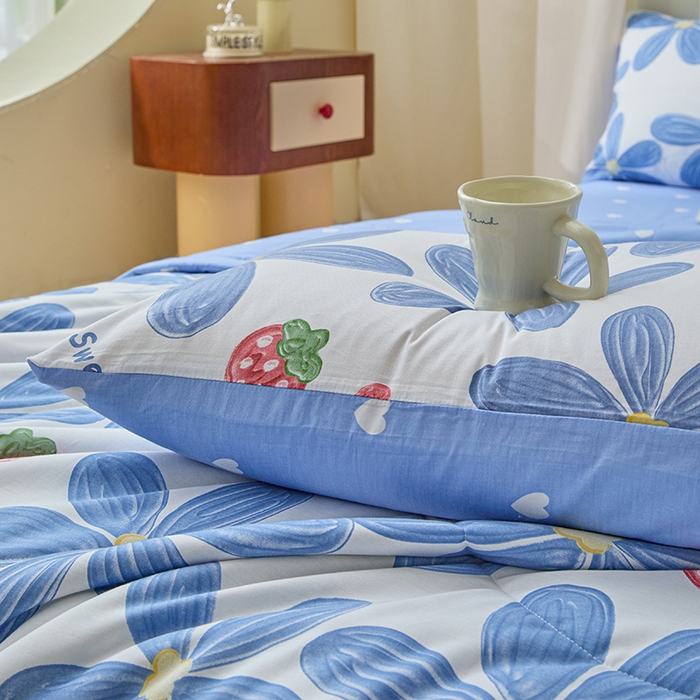 91家纺网 家纺一手货源 找家纺 宝士康家纺 2025新款10A抗菌全棉夏被 被子被芯 小情调