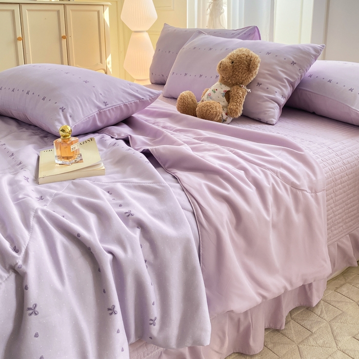 91家纺网 家纺一手货源 找家纺 2025新款针织双层纱夏被床盖四件套单夏被单床盖单品 月光女神