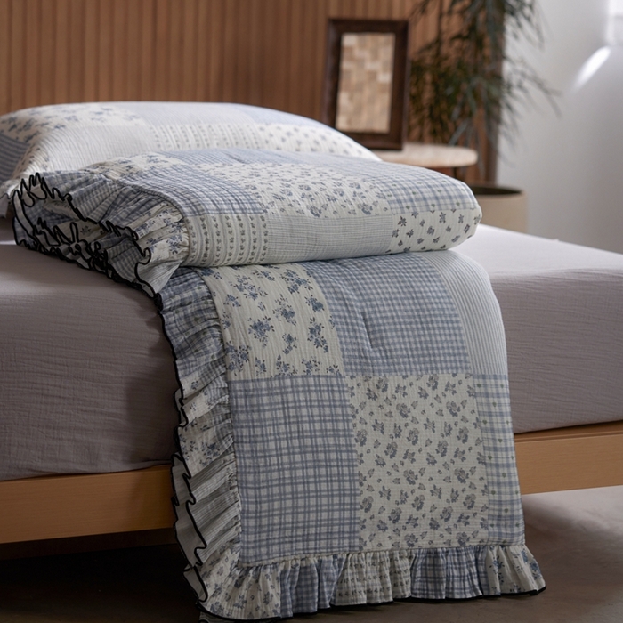 91家纺网 家纺一手货源 找家纺 （总）安莱生活 2025新款全棉精梳棉双层纱绉纱数码印花四件套