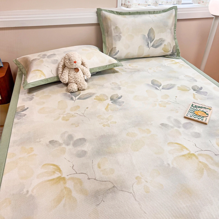 91家纺网 家纺一手货源 找家纺 慕尚家纺 2025新款数码印花床席床笠款冰藤席 床席款-墨染