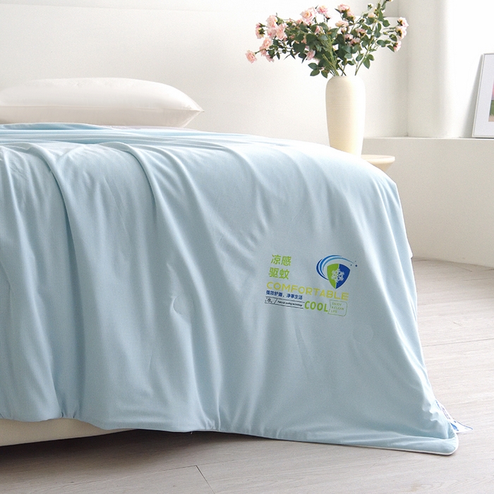 91家纺网 家纺一手货源 找家纺 梦恬佳 2025新款凉感驱蚊夏凉被 香草蓝