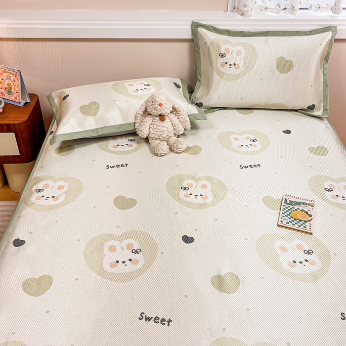 91家纺网 家纺一手货源 找家纺 慕尚家纺 2025新款数码印花床席床笠款冰藤席 床笠款-兔卷卷