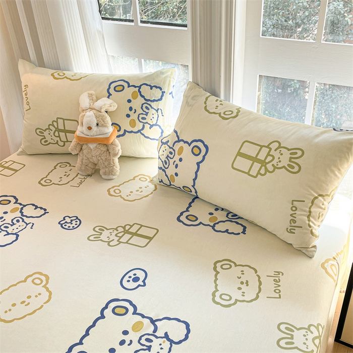 91家纺网 家纺一手货源 找家纺 宝士康家纺 2025新款10A抗菌全棉印花床笠 奶油布丁