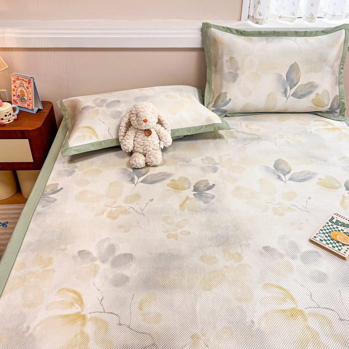 91家纺网 家纺一手货源 找家纺 慕尚家纺 2025新款数码印花床席床笠款冰藤席 床席款-墨染