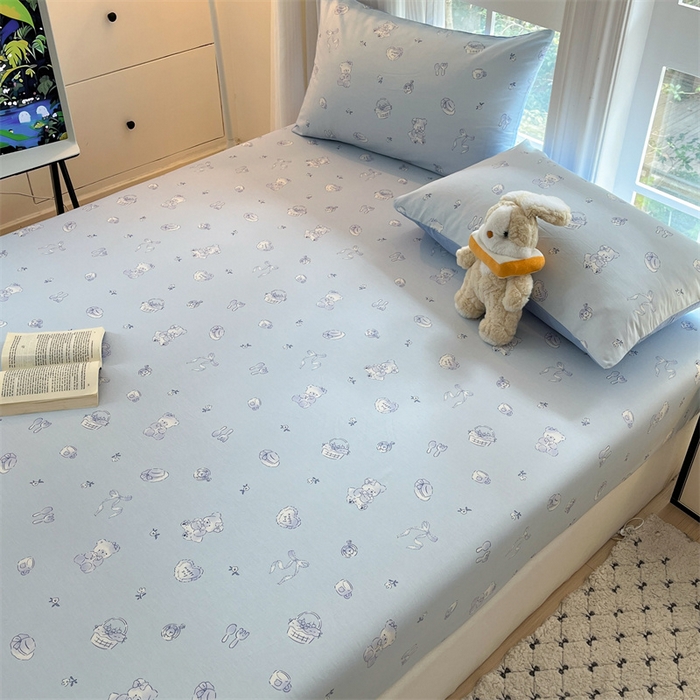 91家纺网 家纺一手货源 找家纺 宝士康家纺 2025新款10A抗菌全棉印花床笠 布偶小熊