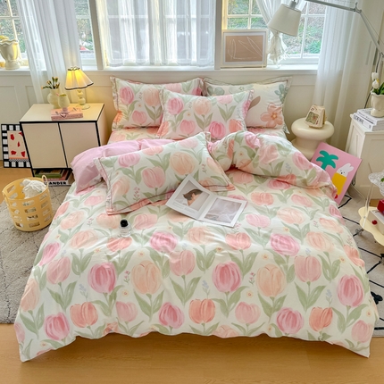 91家纺网 家纺一手货源 找家纺 （总）红粉佳人家纺 2025新款12868纯棉系列全棉四件套