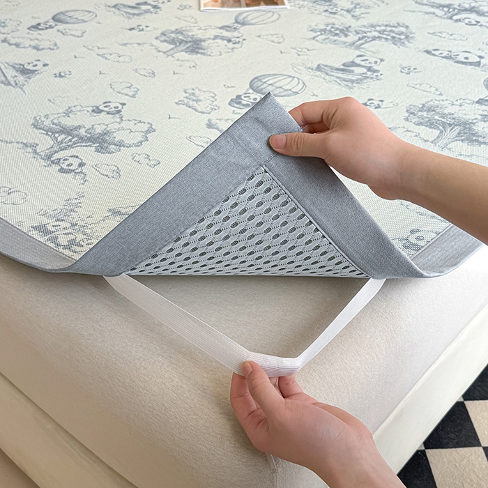 91家纺网 家纺一手货源 找家纺 格真2025新款简约印花冰藤席席子凉席 国宝乐园