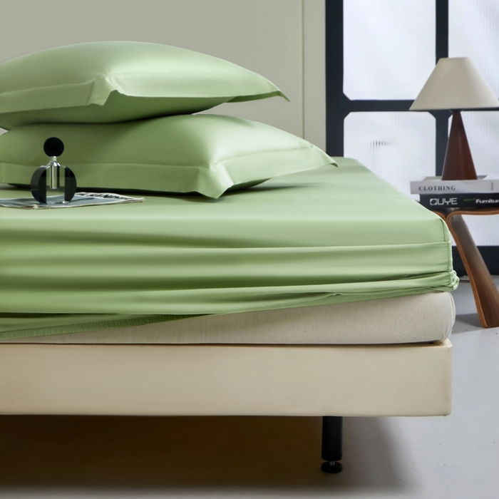 91家纺网 家纺一手货源 找家纺 秀色家纺 2024新品 A类100支双股长绒棉单品床笠 梦易-艾绿