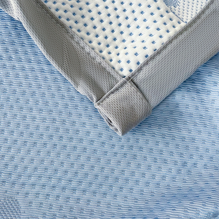 91家纺网 家纺一手货源 找家纺 2025新款A类冰豆豆提花凉席床盖 床盖款-卡皮巴拉-雾蓝