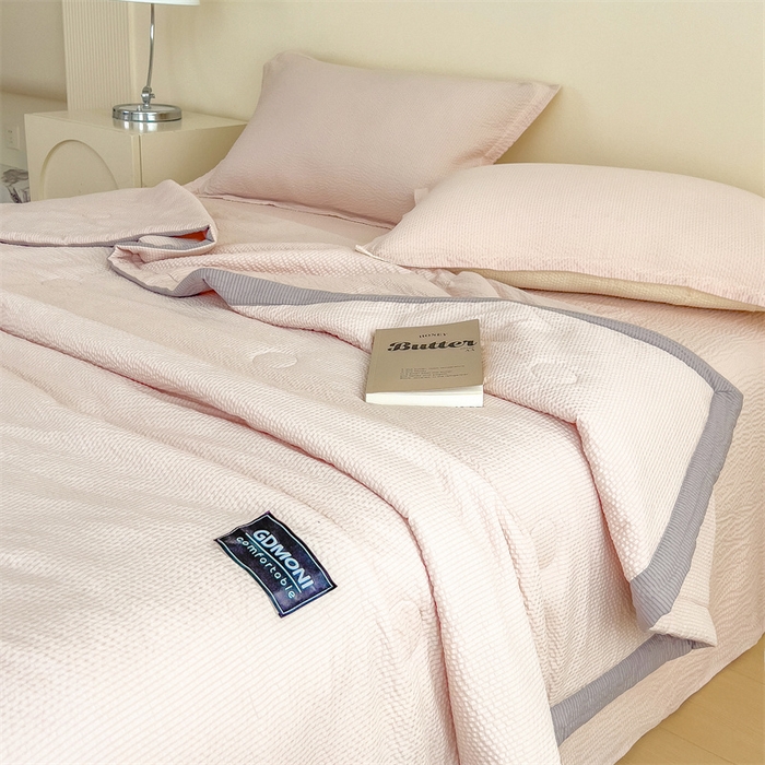 91家纺网 家纺一手货源 找家纺 宝士康家纺 2025新款10A抗菌泡泡棉大豆夏被 被子被芯 卡其