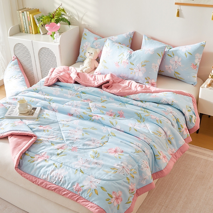 91家纺网 家纺一手货源 找家纺 海洋家纺 2025款水洗棉纯棉花夏凉被全棉花印花夏被空调被薄被子 铭香兰