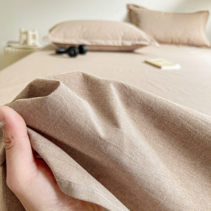 91家纺网 家纺一手货源 找家纺 久云居 2025新款亲肤舒适全棉色织防水床单 卡其
