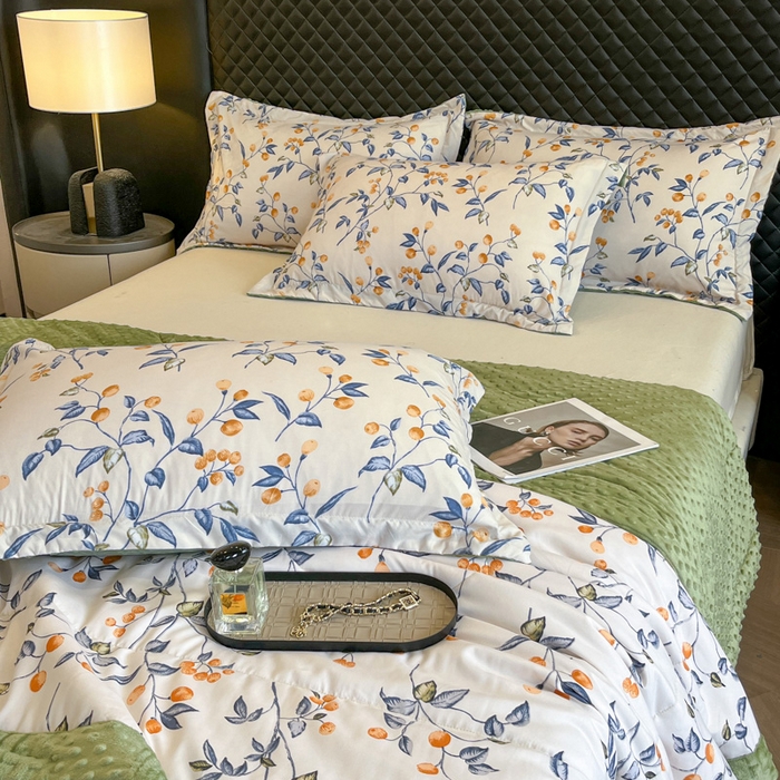 91家纺网 家纺一手货源 找家纺 宝士康家纺 2025新款10A抗菌双层纱豆豆绒夏被 金桔